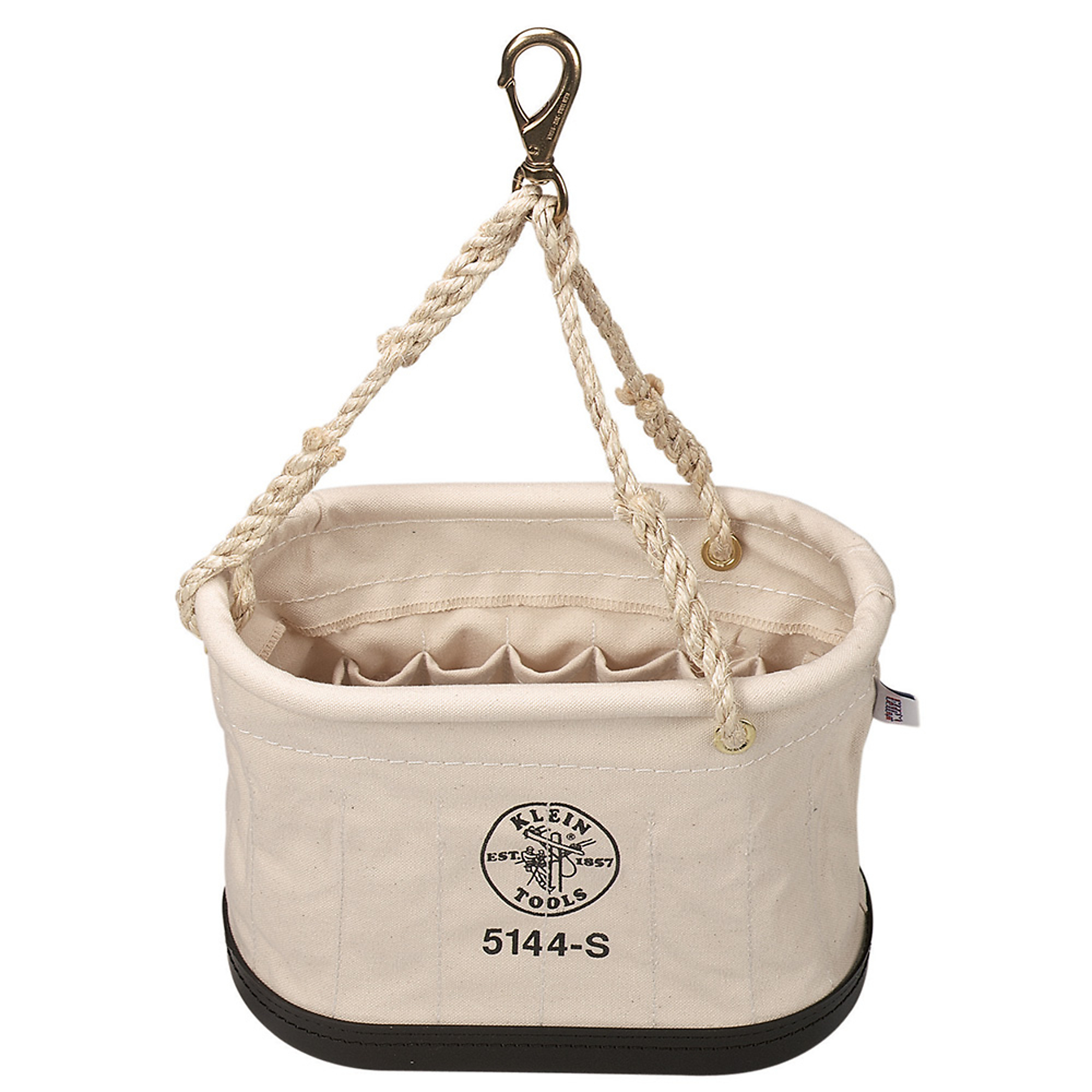 Klein Tools, Canvas Bucket, 15-Pocket Oval Bucket with Swivel S, Color Other, Pockets (qty.) 15 Material Canvas, Model# 5144S
